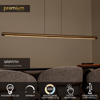 Lucide GRIFFITH - Pendelleuchten - LED Dim. - CCT - 1x33W 2700K/4000K - Bronzefarbe | Premium